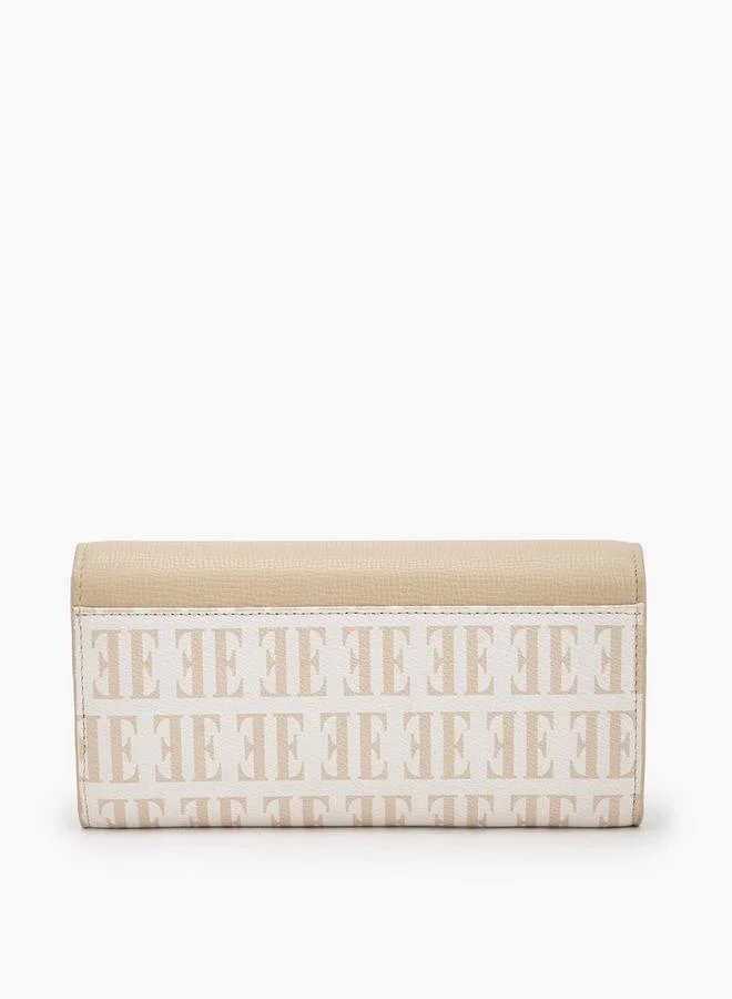 ELLE IVORY Monogram Print Wallet with Snap Button Closure for Women | Best Price UAE